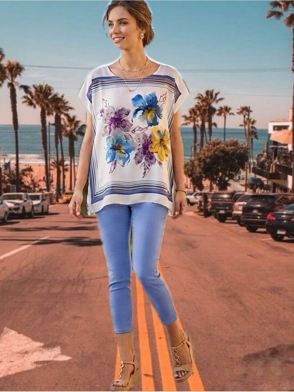 Vintage Floral Scarf Top Floral Scarf Tunic Top